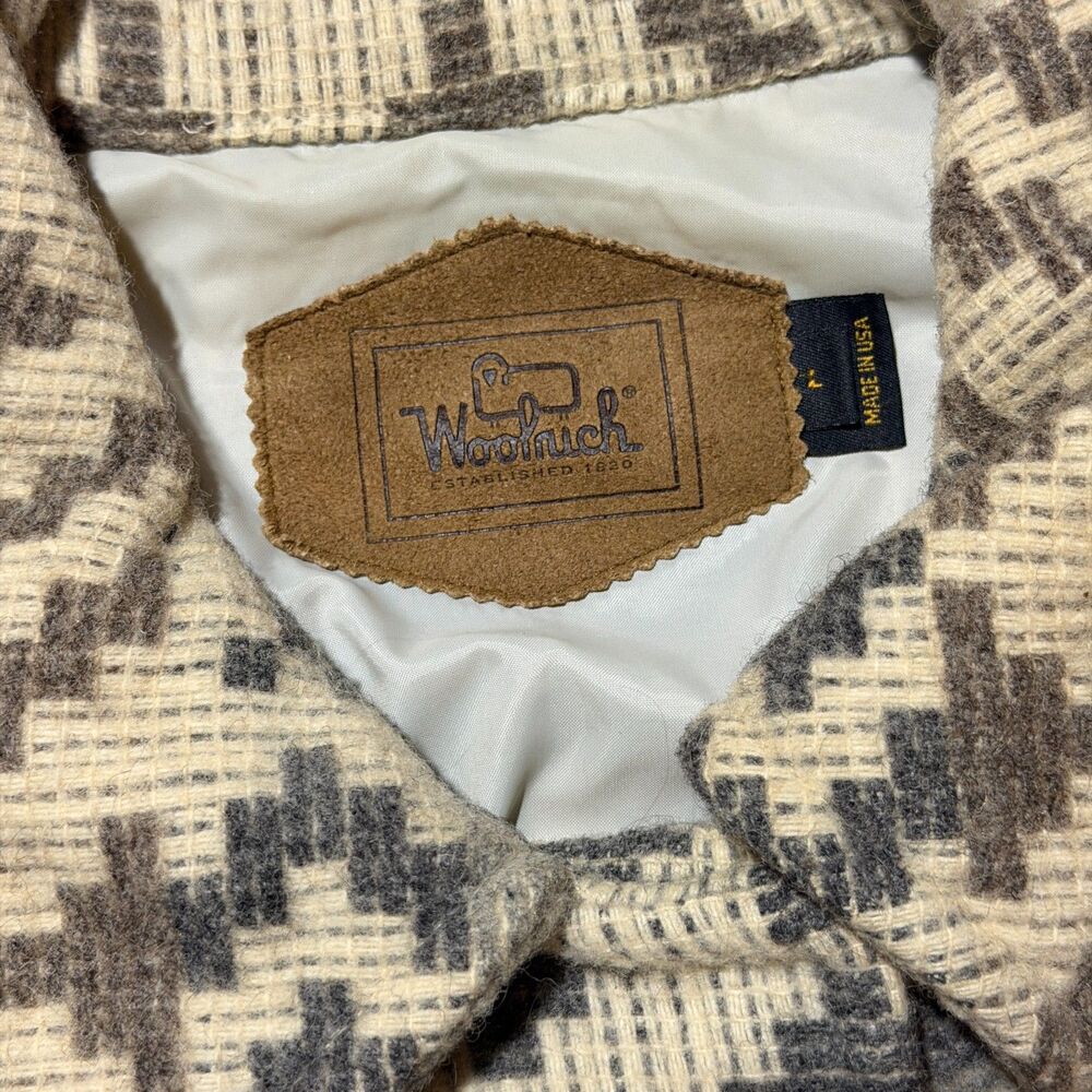 Woolrich, VTG 90s Western Print Fringe Wool Duster Jacker, L Cowboy Americana - Picture 2 of 11